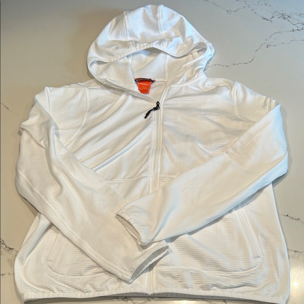 Merrell Women’s White Hooded Full-Zip Performance Sweater